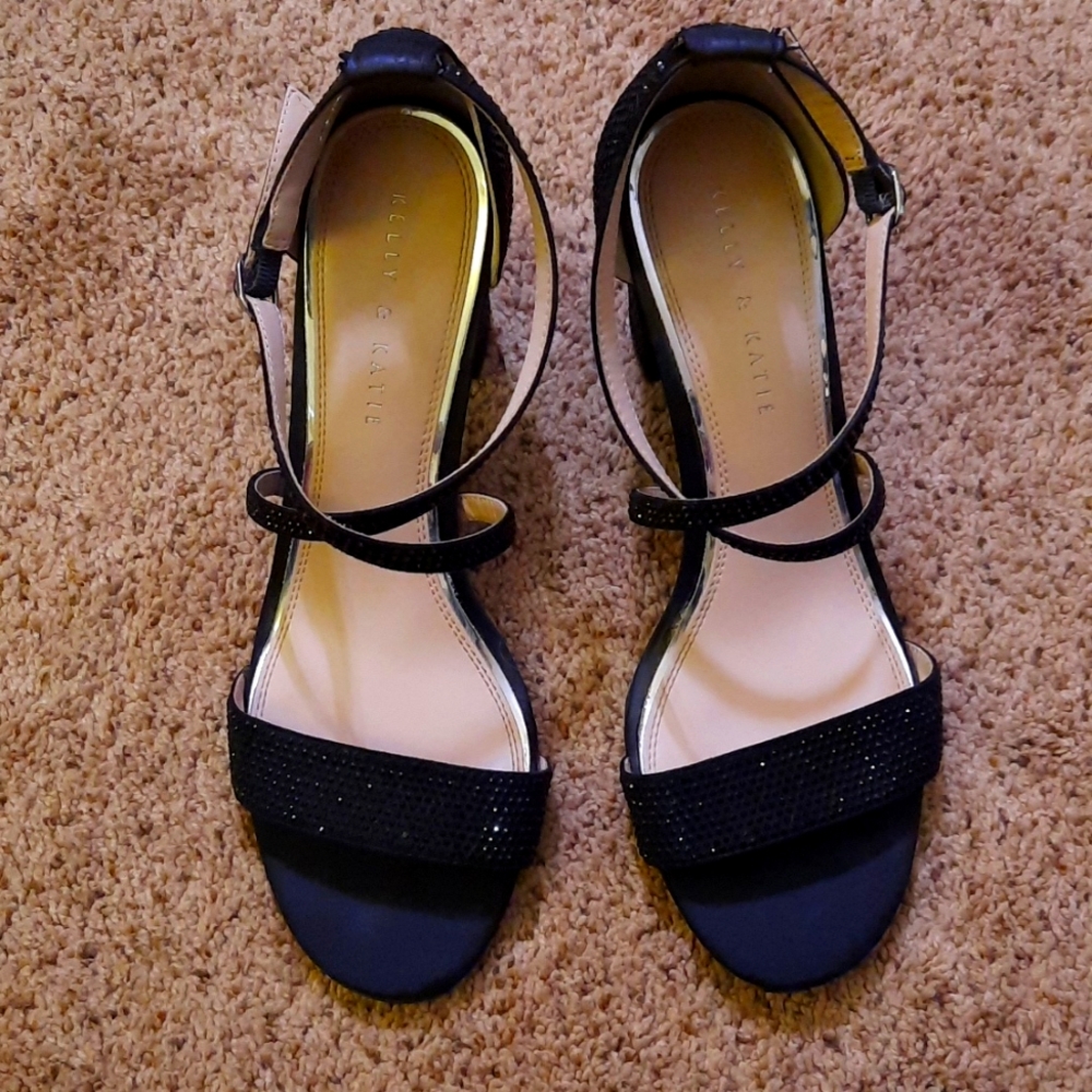Kelly and Katie Black Sparkly Heels 9.5